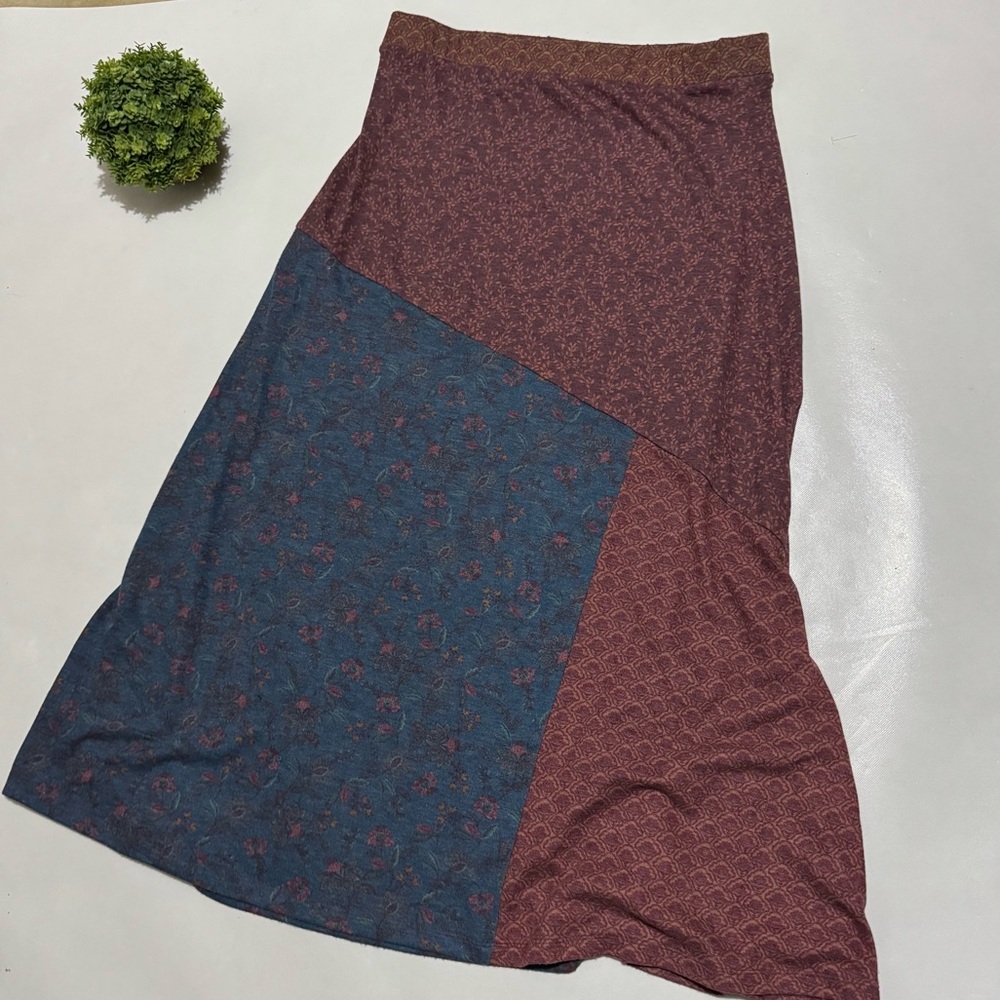 Coldwater Creek Printed Patchwork Jersey Knit‎ Long Modest Maxi Skirt Medium